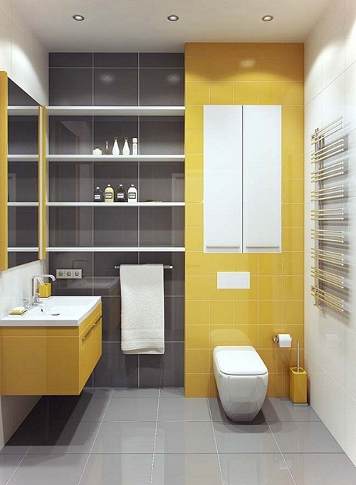 Gạch lát nền Taicera gam màu trung tính tạo cảm giác sạch sẽ cho phòng vệ sinh